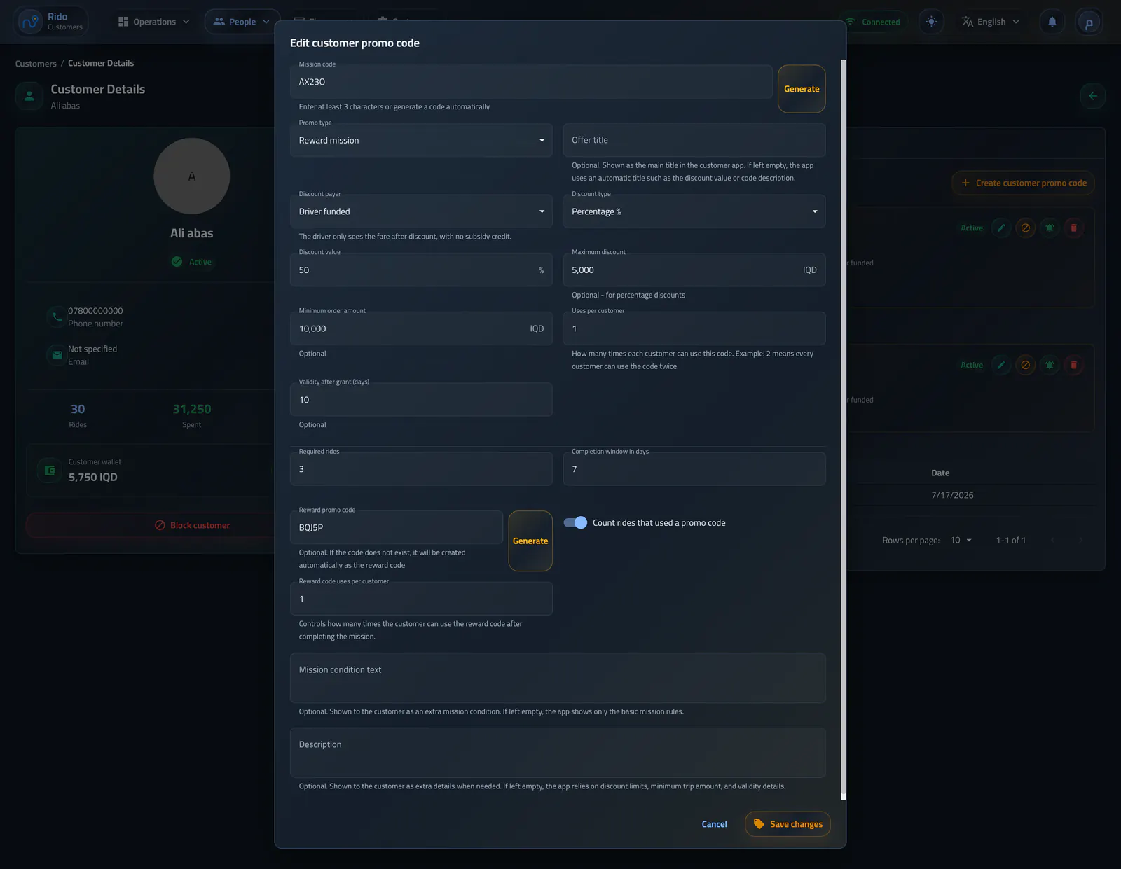 Edit a customer reward mission